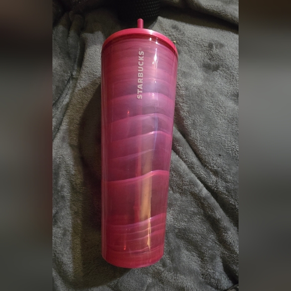 Summer 2023 Starbucks Bubblegum Pink Striped Cold Cup 24 oz Tumbler - Picture 1 of 3